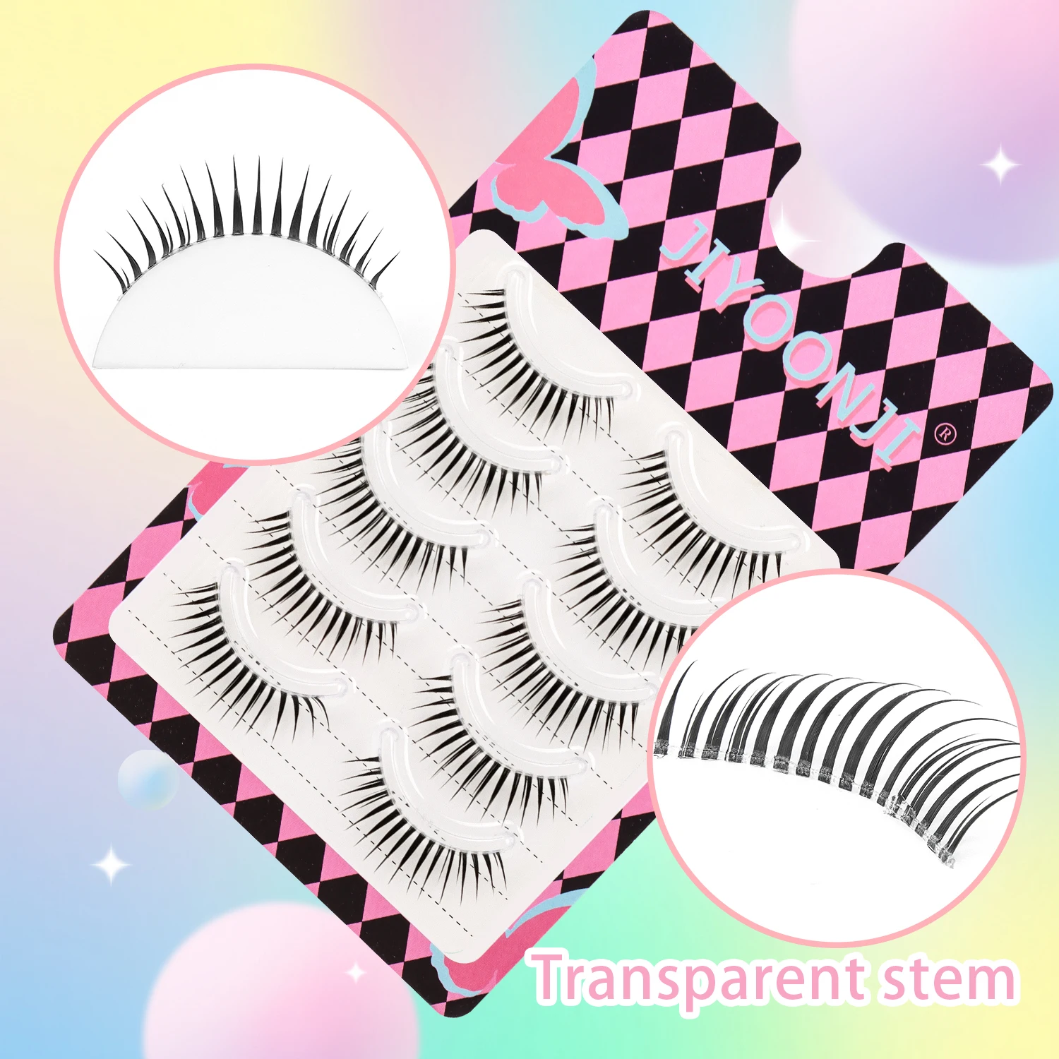 5 Pairs of Cartoon-Style False Eyelashes, with Distinct Strands and a Single-Piece Design, Comfortable Transparent Stems, Naturally Long and Curled, Realistic Little Devil Eyelashes, Photogenic False Eyelashes