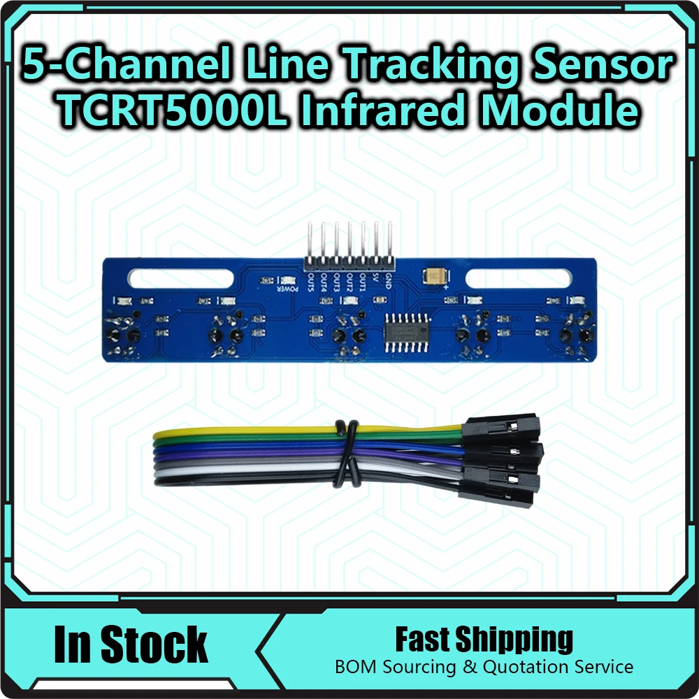 5 channel Infrared Reflective Sensor TCRT5000 KIT 5 way/road IR Photoelectric Switch Barrier Line Track Module 5-way