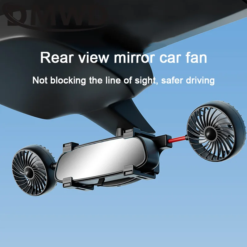 DMWD Electric Car Fan Double Head Small Fan 12V 24V Car And Truck Dual Use Air Cooling Creative  Fans