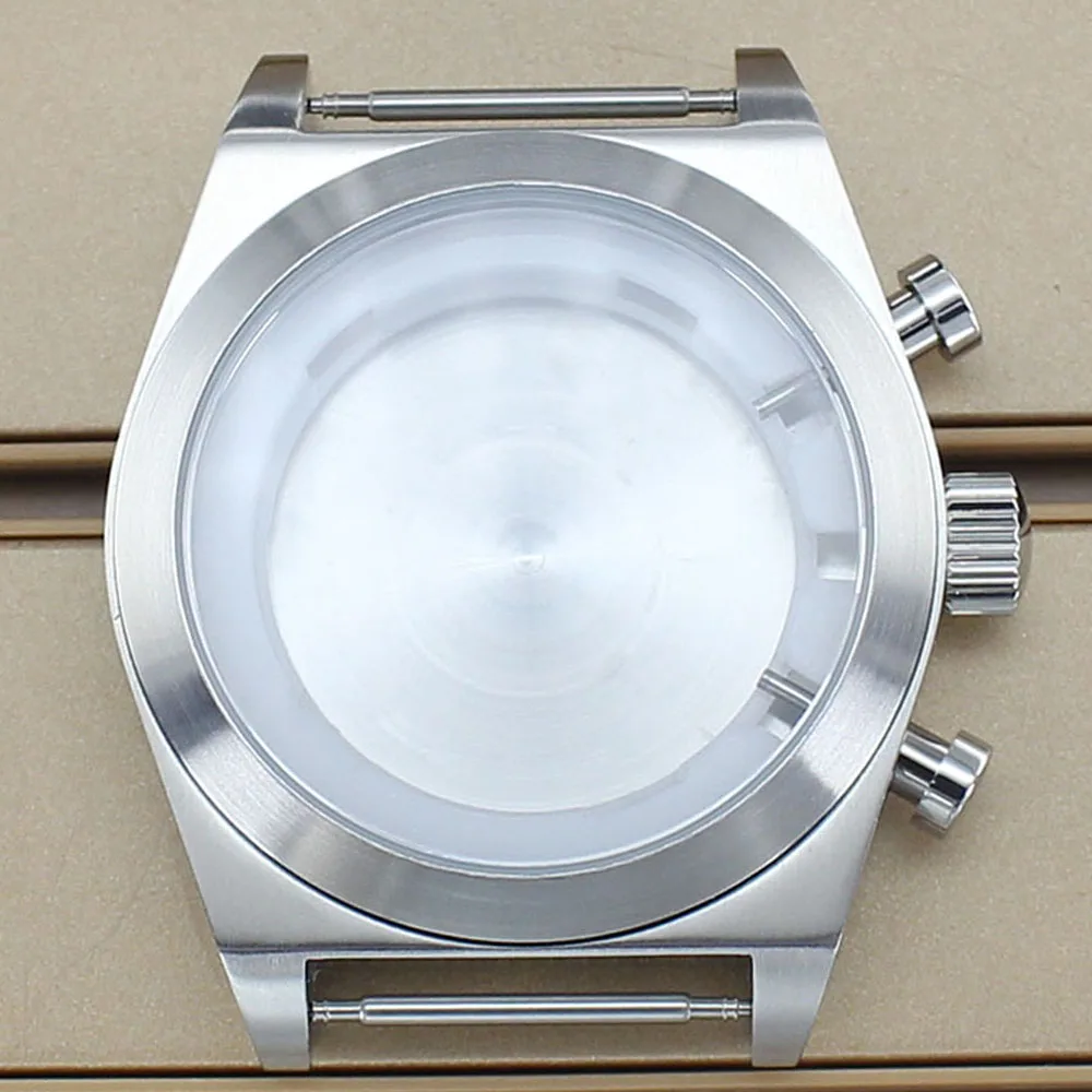 

46mm Brushed Watch Case Stainless Steel Waterproof Solid Bottom Cover For Miyota OS00 Movt 37-38mm Dial Modify Replacemet Part