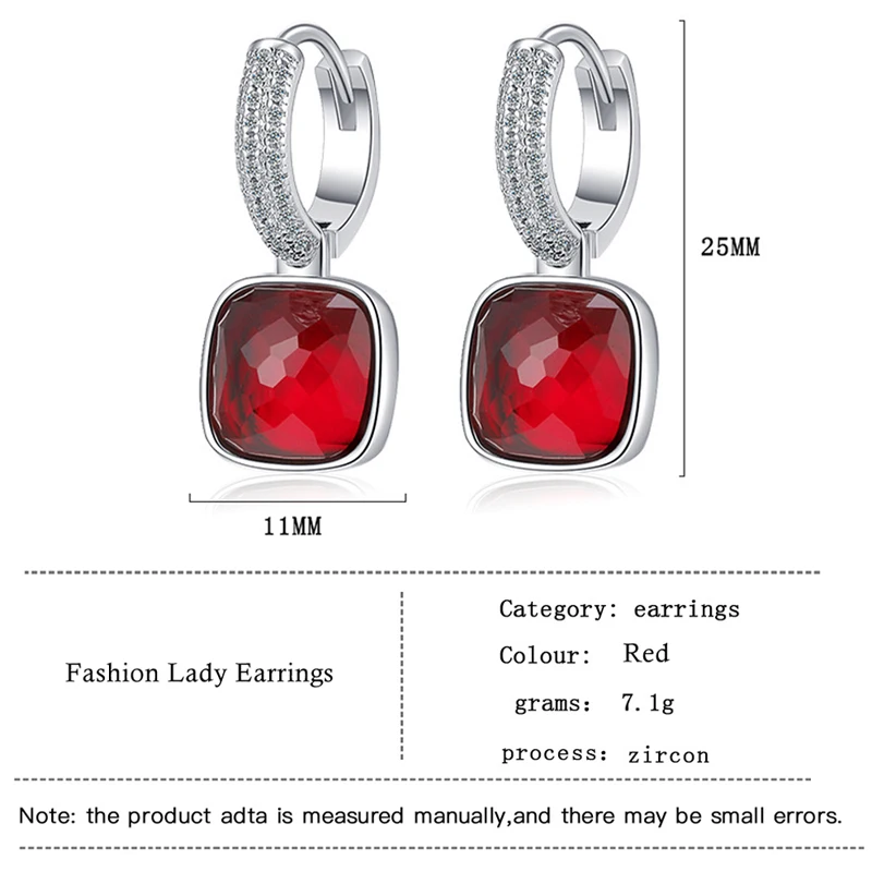 Bugalaty New Fashion Women orecchini Square Cubic Zirconia Ear Drops Hoops Ear Studs ciondola per regalo di gioielli femminili