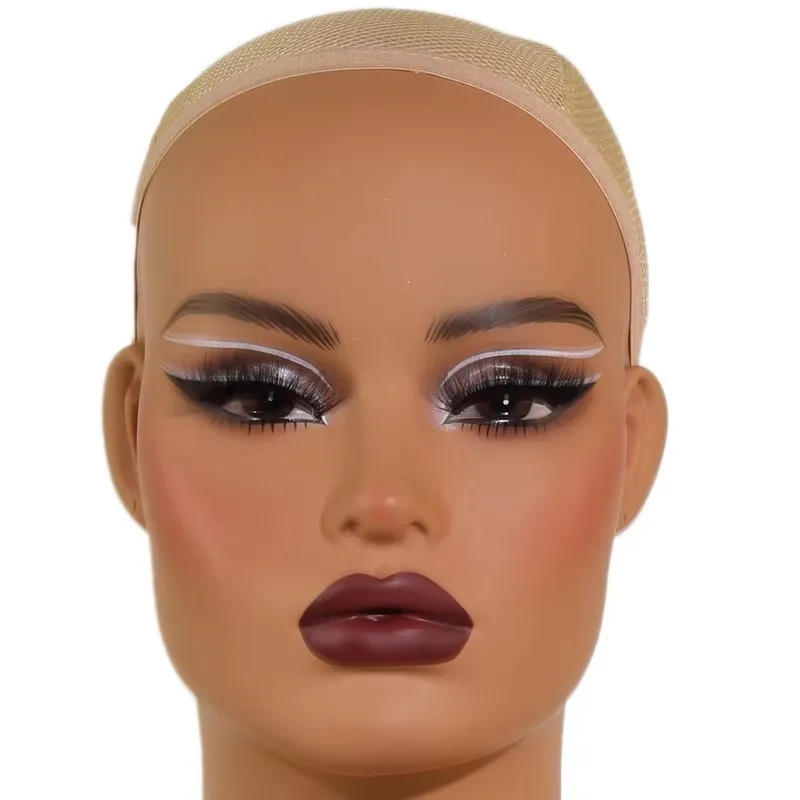 Square Face Mannequin Head With Shoulders Realistic Wigs Display Head With Freckle Dummy Head For Wigs Pvc Female Manikin Head