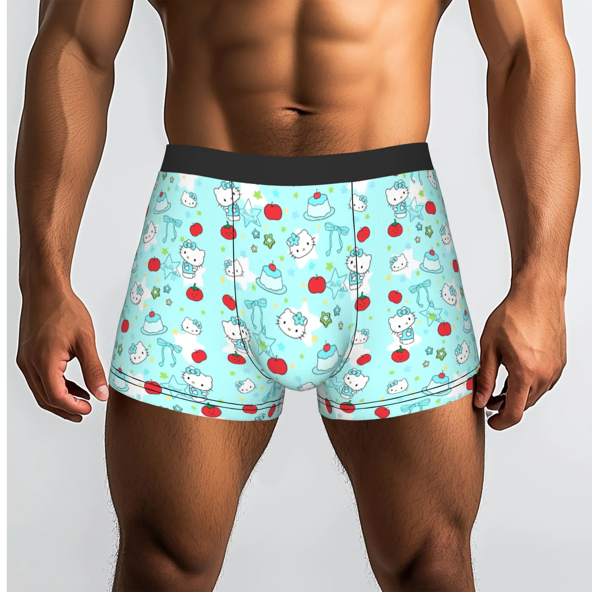 Custom Cat-Cartoon Underwear Men Breathable Anime Cartoon Boxer Briefs Shorts Panties Soft Underpants For Homme