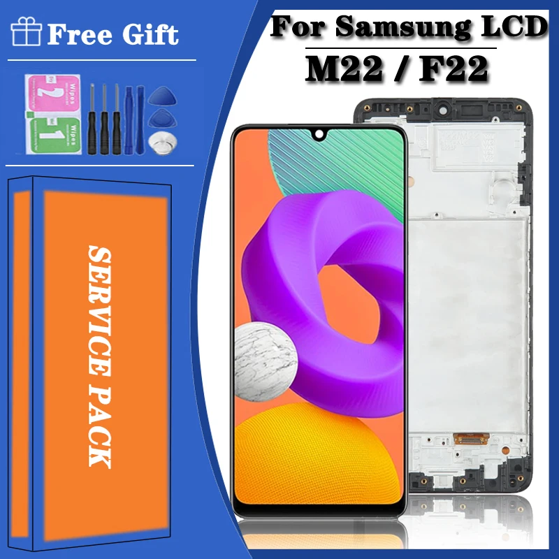 

6.4" Super AMOLED For Samsung M22 4G M225 M225F/DS M225M F22 Lcd Display With Frame Touch Screen Digitizer Assembly