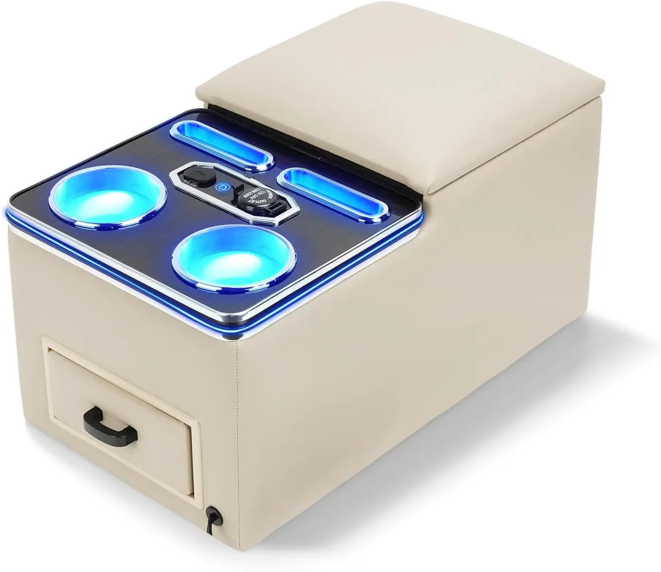 

Универсальная центральная консоль для сиденья с быстрой зарядкой телефона, подстаканником и органайзером для заднего сиденья - бежевая