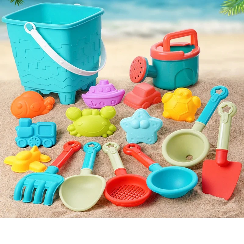 Summer Beach Set Toys for Kids Digging Sand Plastic Bucket Watering Bottle Shovels Children Beach Water Game Toys Tools Gifts