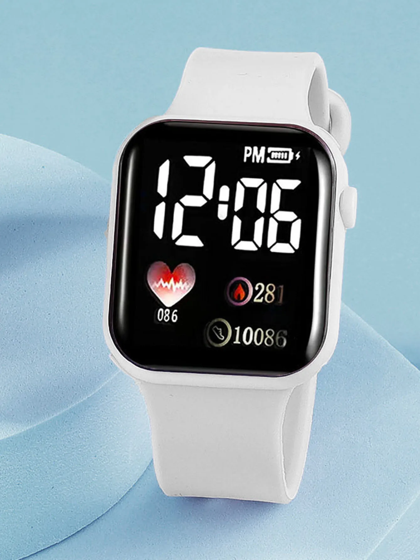 Square Watch Silicone Strap Heart-Shaped Jewelry Set No Packaging Box Birthday Gift image 6