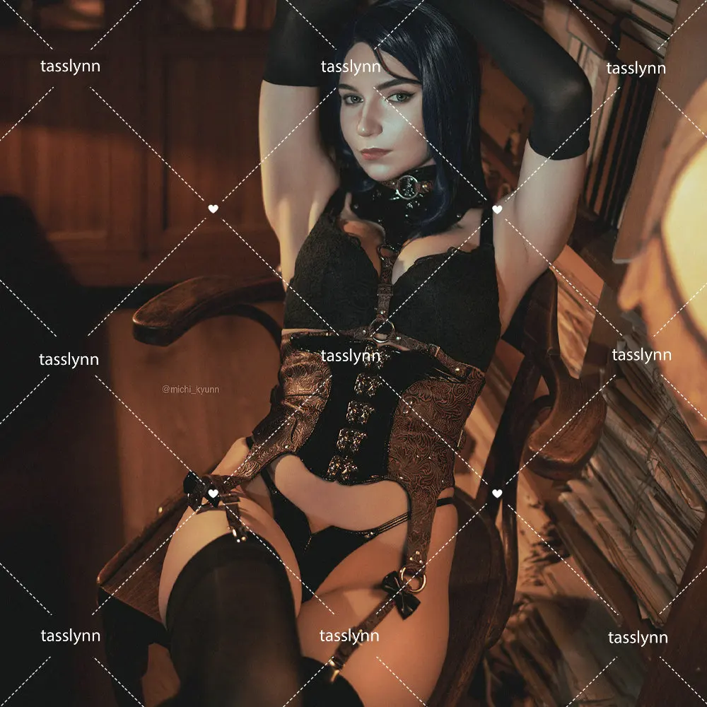 

Sexy Dark Reign Wolf Girlfriend Albedo Cosplay Costume Leather Dress Leotard Elastic Corset Dog Halloween Costumes for Women