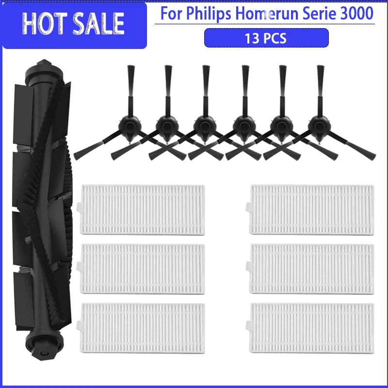 مرشح فرشاة الجانب الرئيسي HEPA لشركة فيليبس Homerun Serie 3000 XU3100/01 مكنسة كهربائية روبوت مجموعة ملحقات استبدال قطع الغيار