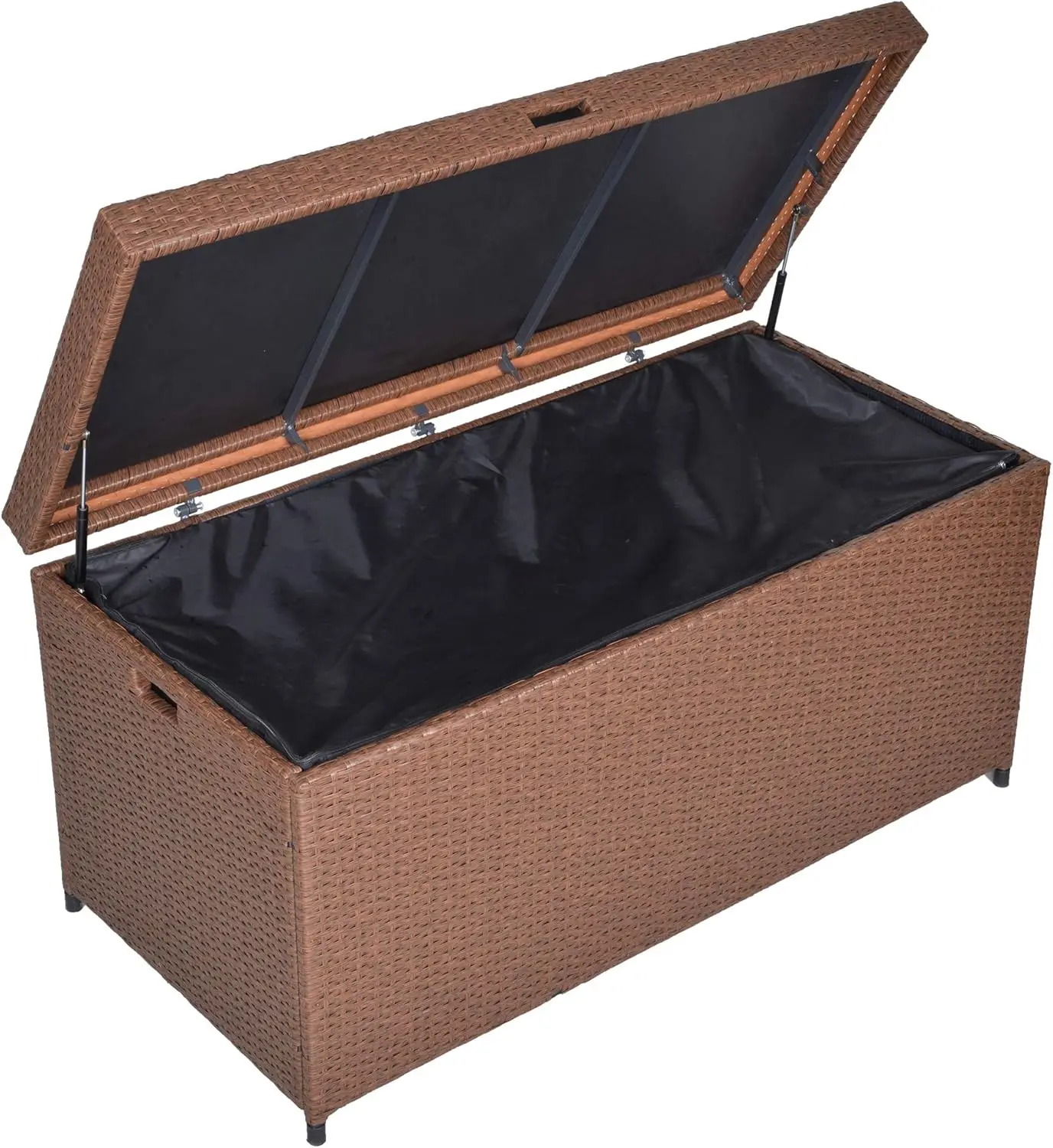 Extra Large 116 Gallon Outdoor Rattan Storage Box, Patio Wicker Deck Box,Brown