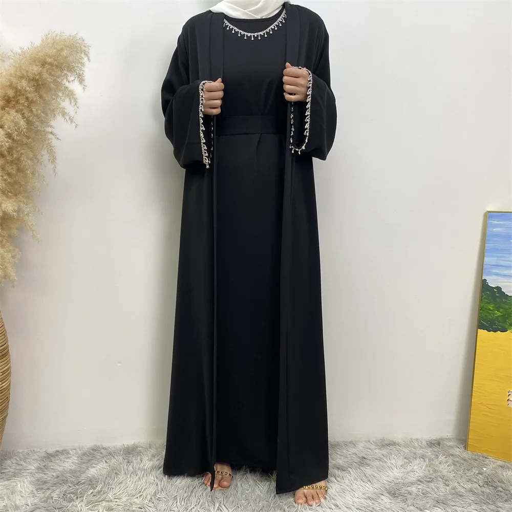 Dubai sleeveless dress with Muslim cardigan jacket 2006+6595