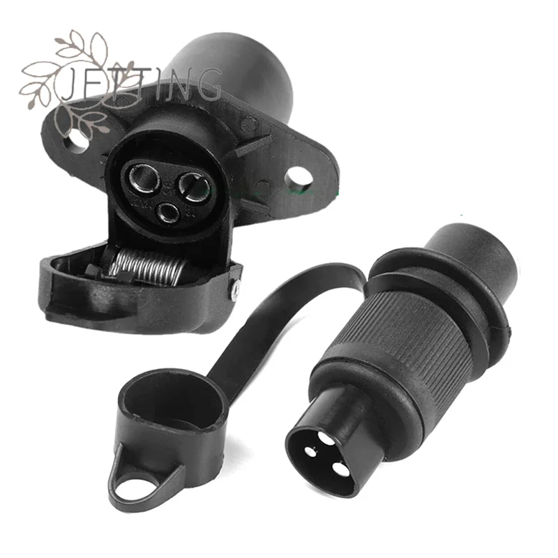 Hot 3 Pin 12V Trailer Socket Connectors Round 3 Pole Plug-in Trailer Tractor Plug for Electrical Caravan Truck