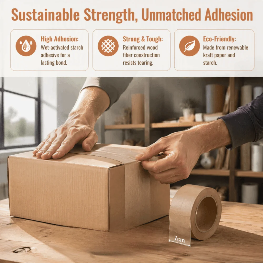 2pcs Strong Adhesion Kraft Paper Tape Writeable Surface 2.75