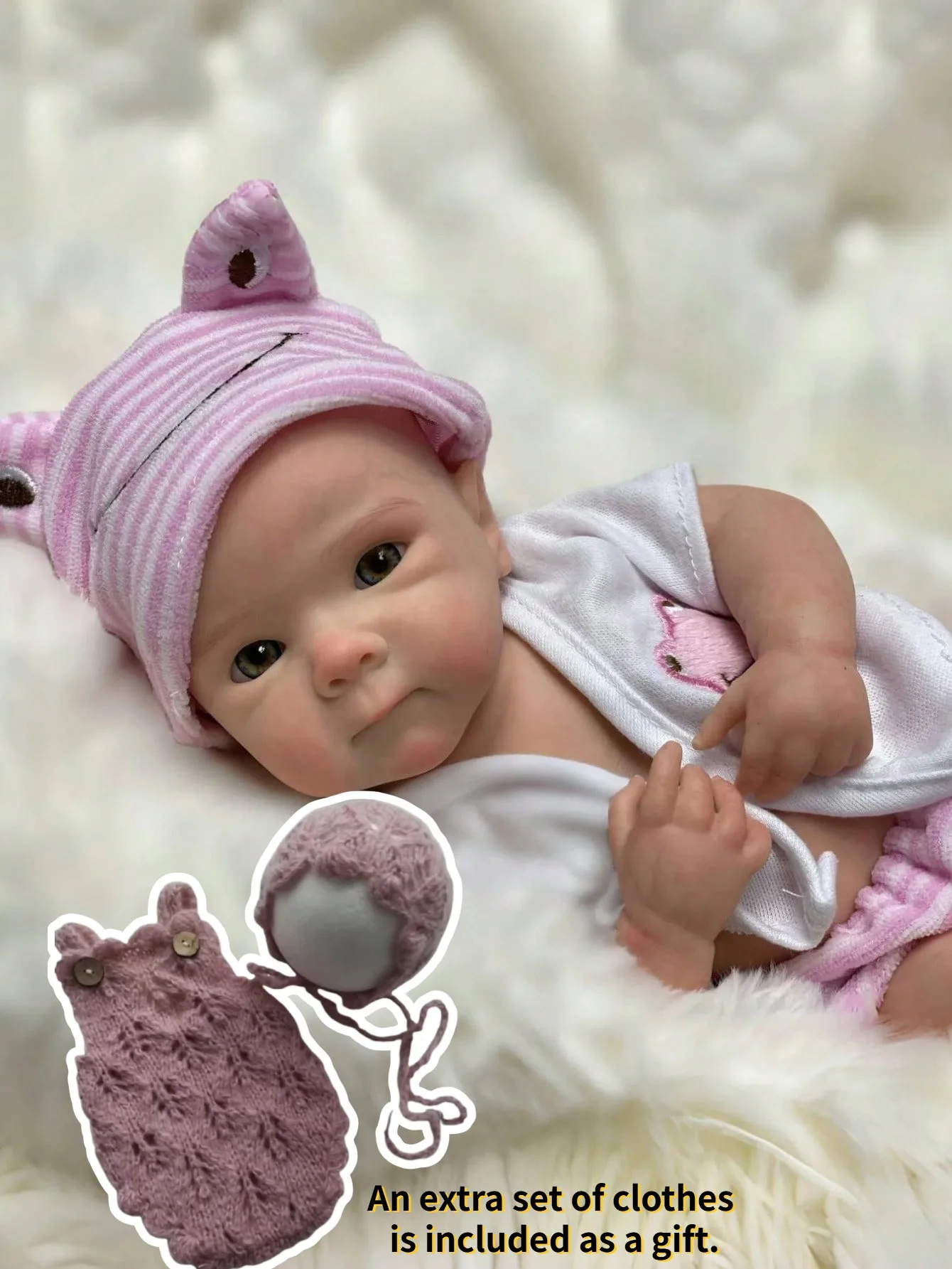 13인치 3D 페인팅 스킨 신생아 베이비돌 소프트 터치 실리콘 베베 리본 베이비돌 (추가 옷 포함) 어린이 생일 선물