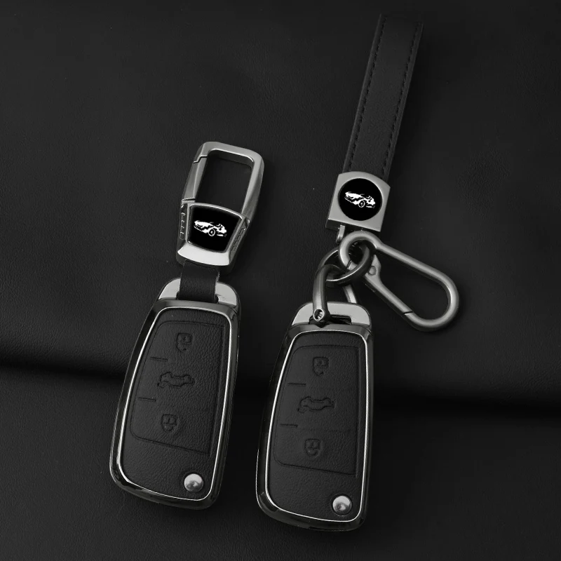 Metal Leather Car Key Case Cover For Audi A1 A3 8P 8L A4 A5 B6 B7 A6 A7 C5 C6 4F Q3 Q5 Q7 Q8 TT S3 S4 S6 RS Protector Keychain