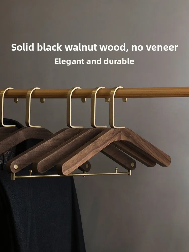 

Fanhuan Bla Walnut Wood Clothes Hanger Anti-slip Tracel High Aesthetic Value Pants Hanger Home Use Retro Multi-functiona...