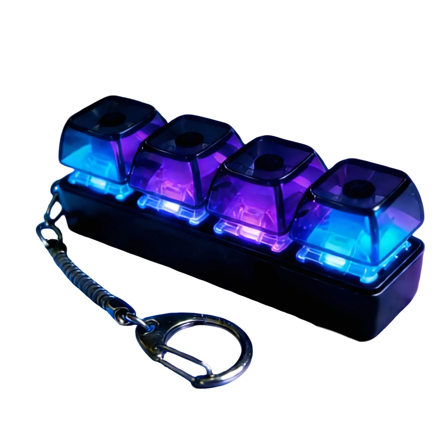 Chaveiro de inquietação de teclado, clicker de dedo de botão de teclado para alívio de ansiedade, chaveiro de charme de estilo divertido de clicker de luzes transparentes