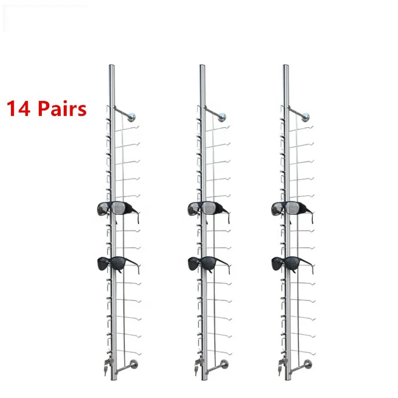 

Optics Factory Price LOC-B-14 Hold 14 Pair Eye Glasses Optical Frames Safety Display Stand Rack With Lock and Buffer