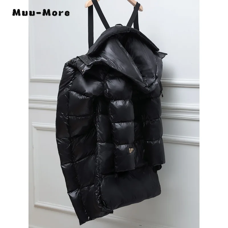 Parkas retrô de peito único feminino, monocromático, preto, manga comprida, jaqueta grande, casacos casuais, casaco quente, moda inverno, 2023