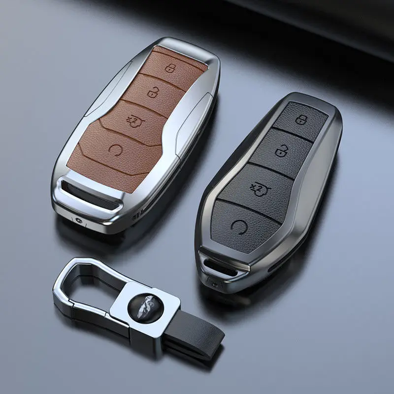 For BYD Key Cover Song Plus Atto 3 Han EV DM Qin Seal Dolphin Leather Metal Remote Fob Holder Keychain BYD Key Protective Case
