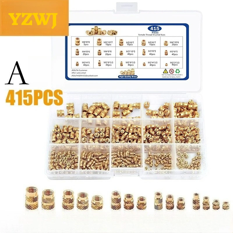 

Brass Insert Nut Kit mix M2 M2.5 M3 M4 M5M6 Hot Melt Heat Knurled Embed Injection Copper Threaded Insertnut for 3D Print Plastic