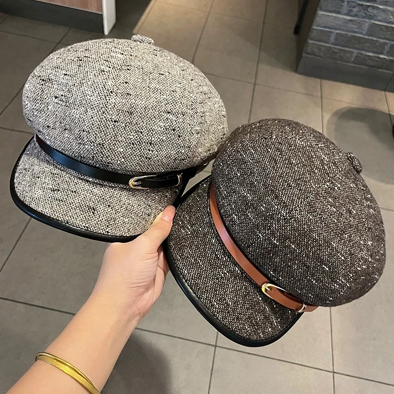 

Женская модная универсальная зимняя шапка-бини для путешествий, теплая зимняя шапка-бини с пряжкой, шапка художника