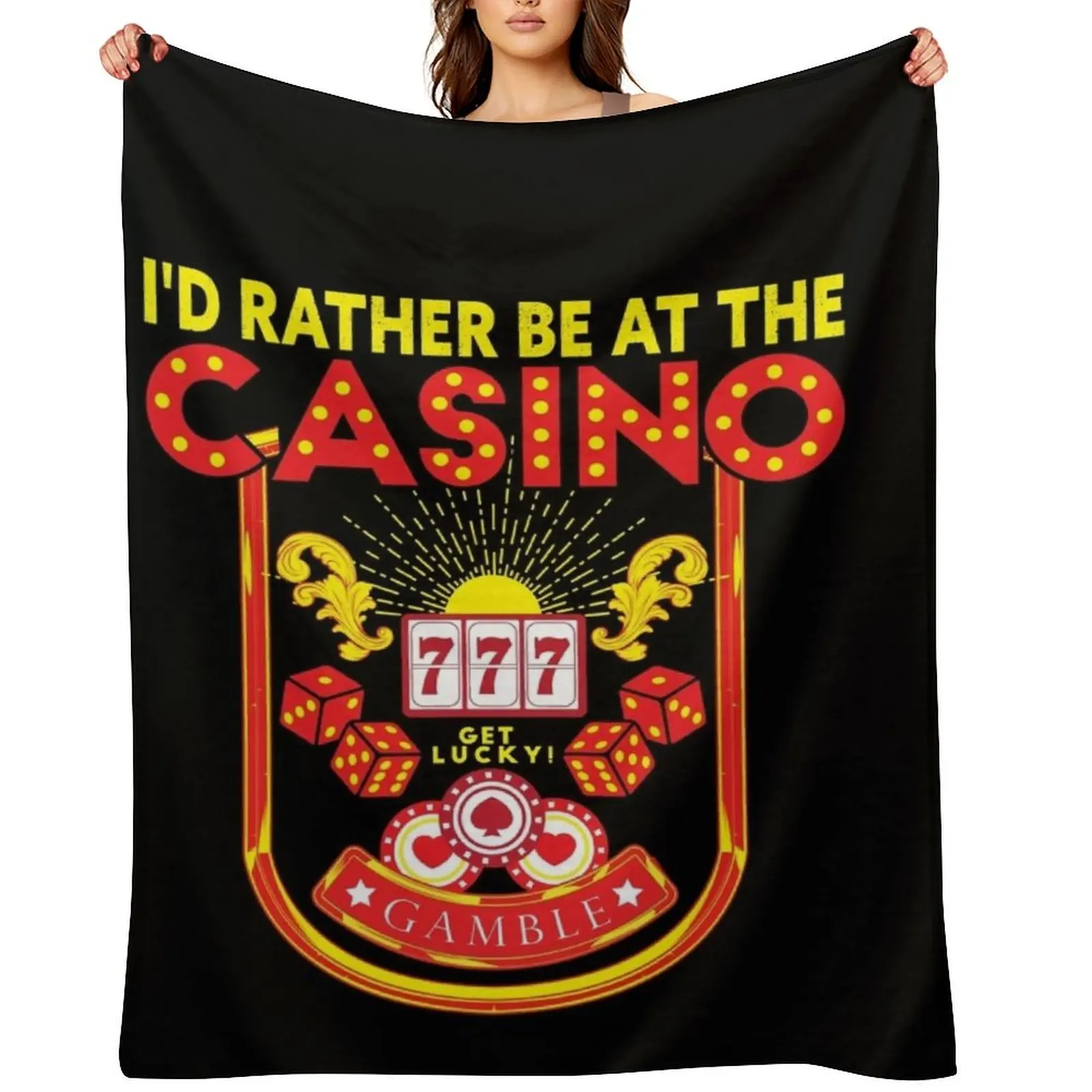 I'd Rather Be At The Casino - Casino Lover Gambling Gambler Throw Blanket Shaggy For Baby Cute Plaid Furry Blankets