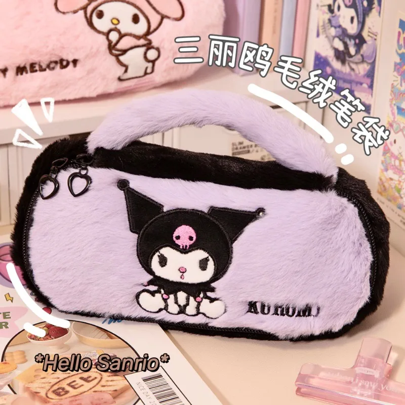 

Hello Kitty Melody Kuromi Sanrio Plush Pencil Case Large Capacity Stationery Bag Cute Cosplay Accessories