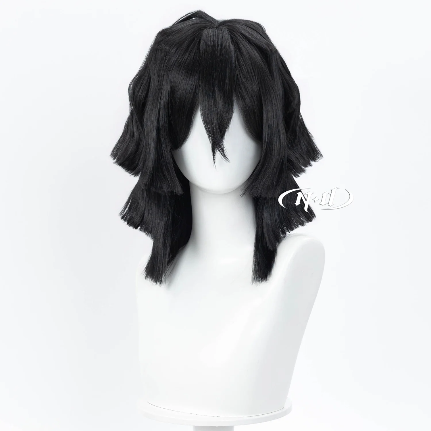 ND Brand Iguro Obanai Kimetsuu Cosplay Wigs Hair Hairpiece for Comic-con Cosplayer Halloween Costume Party Theme Heat-Resistant
