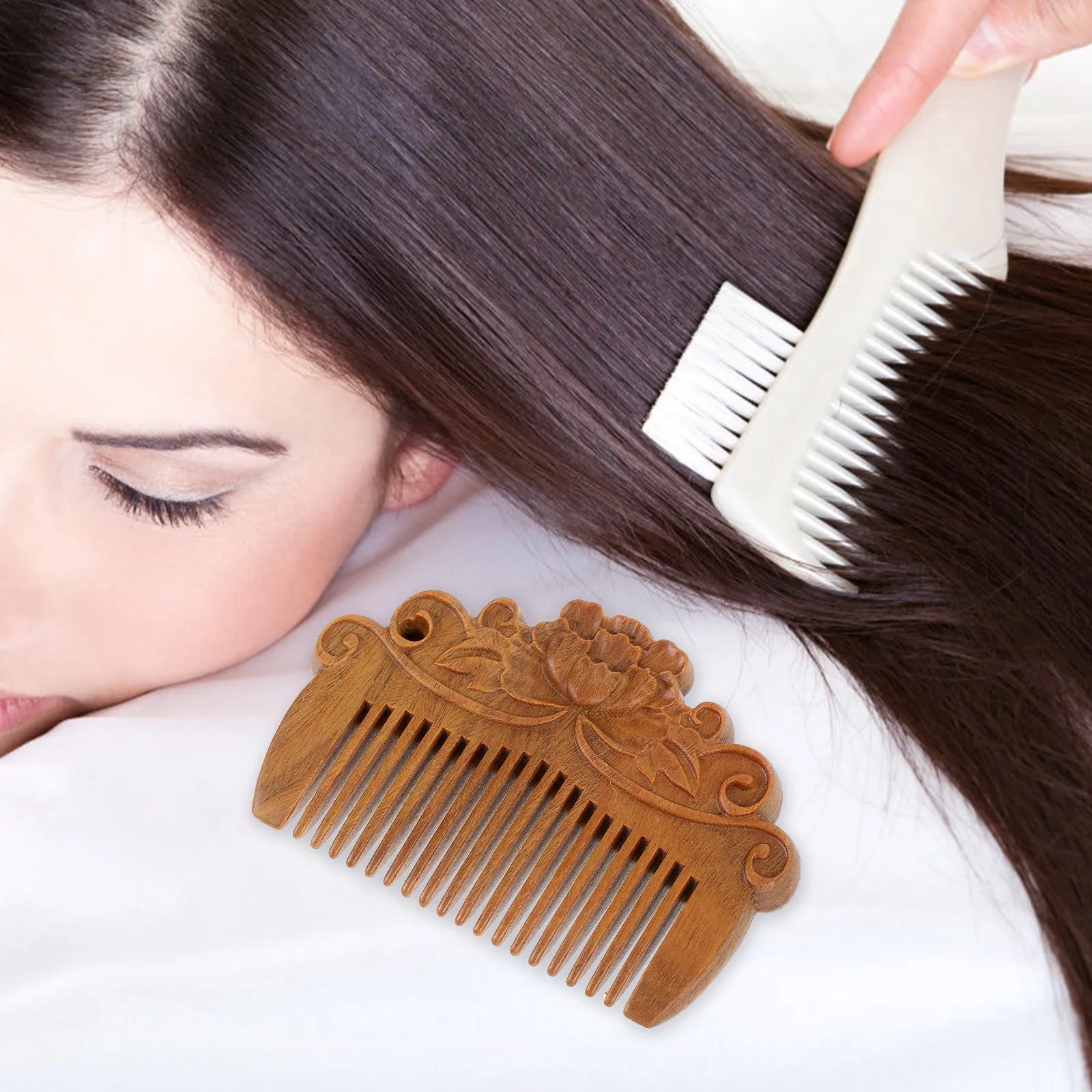 Wooden Hair Comb for Women Men Solid Wood Massage Comb Exquisite Relief Carving Anti Static Portable Mini Scalp Care Styling