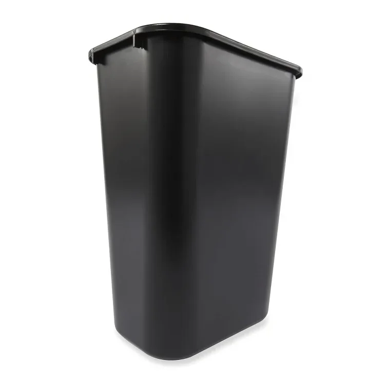 Commercial Products Resin Wastebasket/Trash Can, 10-Gallon/41-Quart, Black, Plastic, for Bedroom/Bathroom/Office, Fits Under