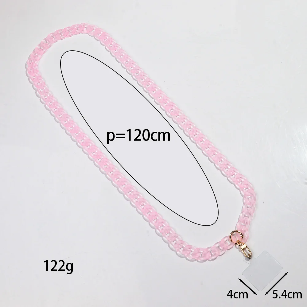 120cm Bevel Matte Acrylic Link Chain Mobile Phone Lanyard New Colorful Cellphone Cases Strap Necklace Accessories Women Jewelry