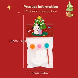 2Pcs Random Christmas Graffiti Gypsum Figurines, Coloring Craft, Non-Toxic Material, Easy to Paint, Preschool & School Creative
