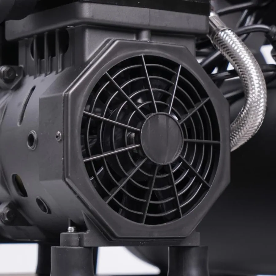 ضاغط هواء فائق الهدوء 1.6 جالون 110 فولت 60 هرتز تصميم خزان فولاذي خالي من الزيت مع مستوى ضوضاء 75 ديسيبل وعجلات مدمجة مثالية لـ Sp #6