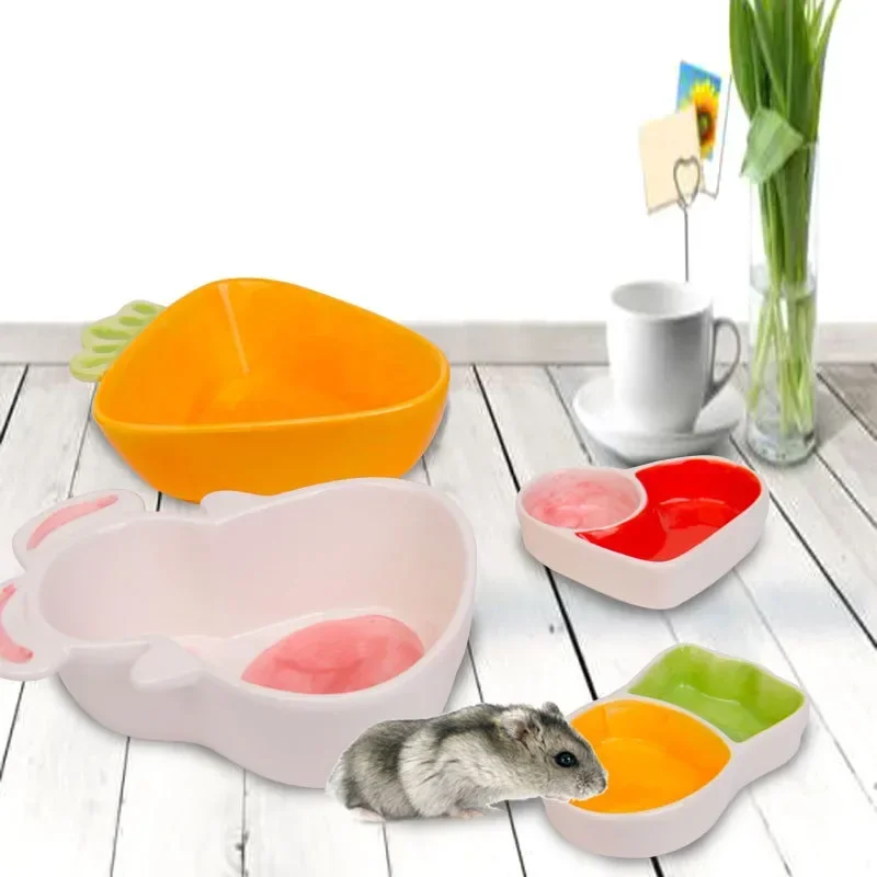 Cute Food Water Feeding Bowls Cartoon Carrot Rabbit Shape Ceramic Bowl for Small Animals Hamster Pet Feeding Supplies