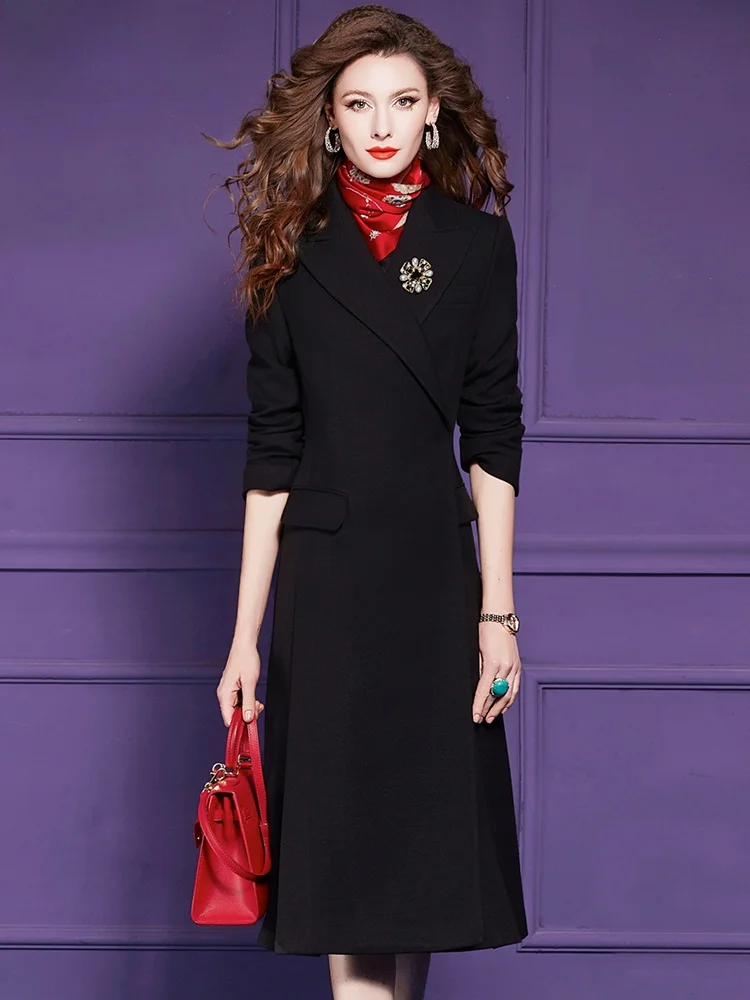 Philomena Woolen Suit Coat Women's Autumn Winter Medium Length Business Formal Outerwear Elegant Fashionable Online Exclusive