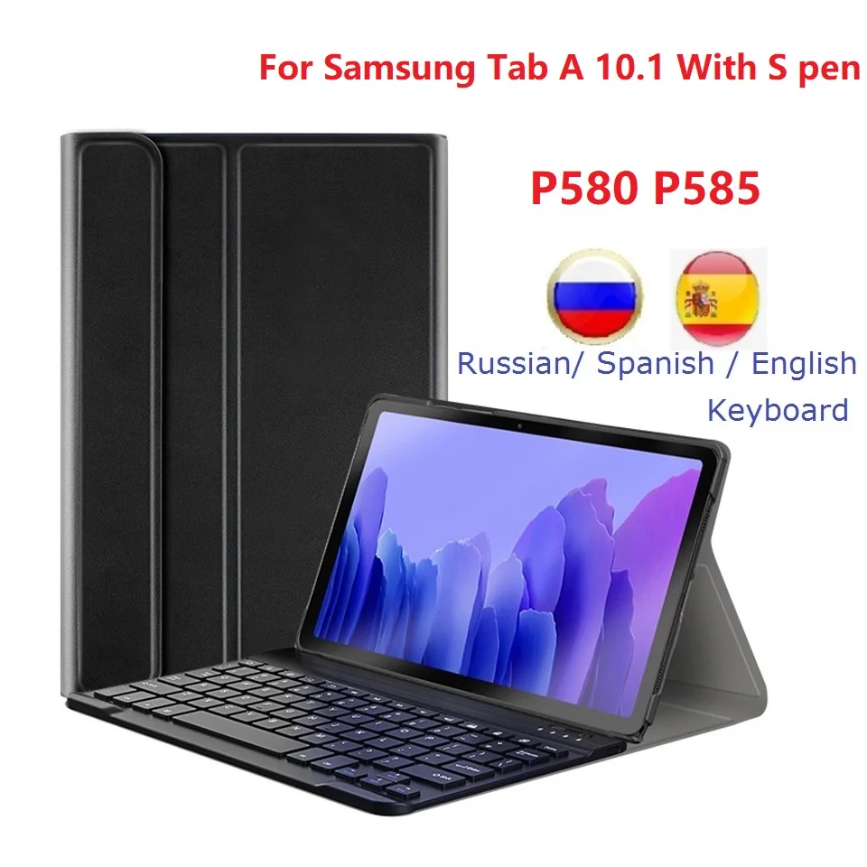 Keyboard Case For Samsung Galaxy Tab A 10.1 With SPen 2016 P580 P585 Case With Keyboard Spanish Russian For Samsung SM-P580 P585