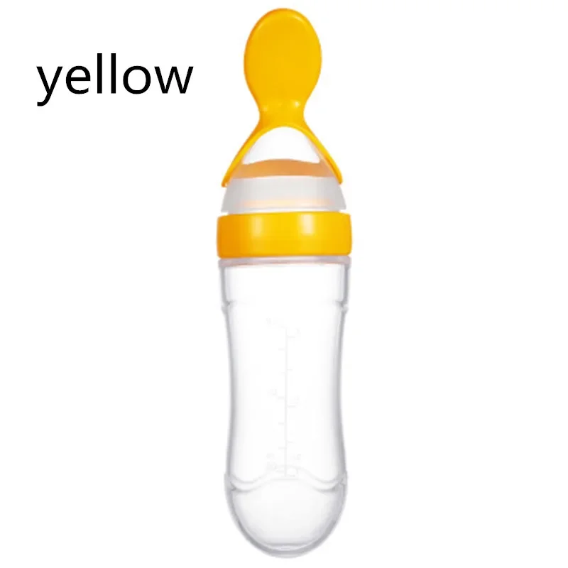 Baby Rice Cereal Bottle Baby Silicone Milk Bottle Squeeze Spoon Children Food Supplement Bottle Rice Cereal Spoon Rice Cereal