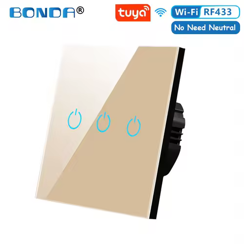 BONDA Smart Switch Alexa RF433 No Neutral Tuya Control Works With Google 1/2/3 Gang Smart Life Home Light WiFi Touch Switches 86 - Image 12