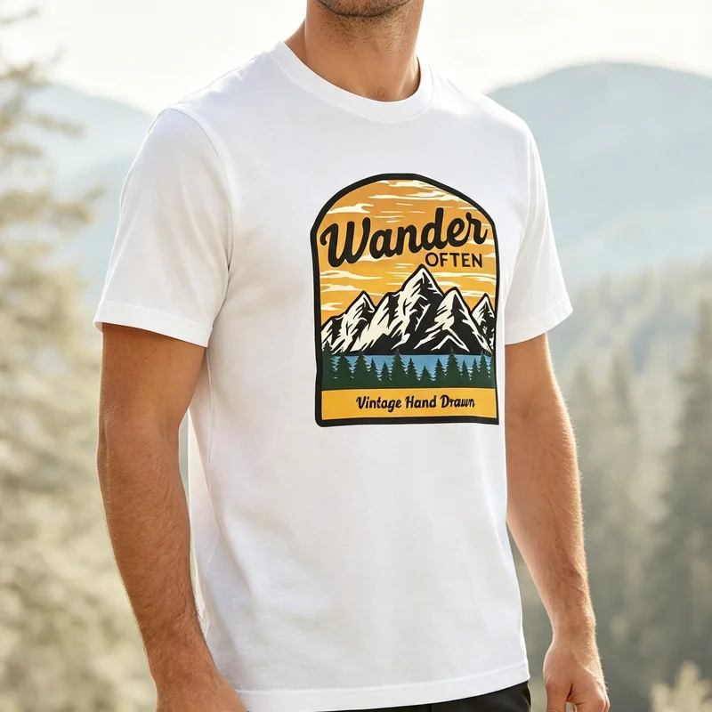 Wander Often T‑Shirt Vintage Mountain Print Tee Men Women Retro Outdoor Hiking Camping Nature‑lover Casual Wear Y2k Top Harajuku