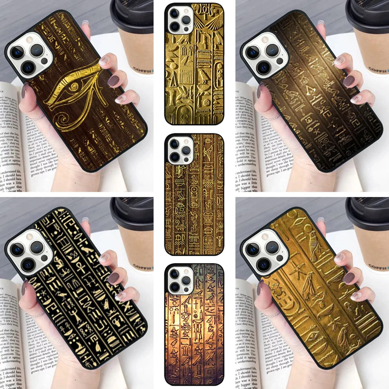 Egyptian Hieroglyphics Symbols Phone Phone Case For iPhone SE2020 15 16 14 13 12 11 Pro Max Coque 8 7PLUS mini mobile cell