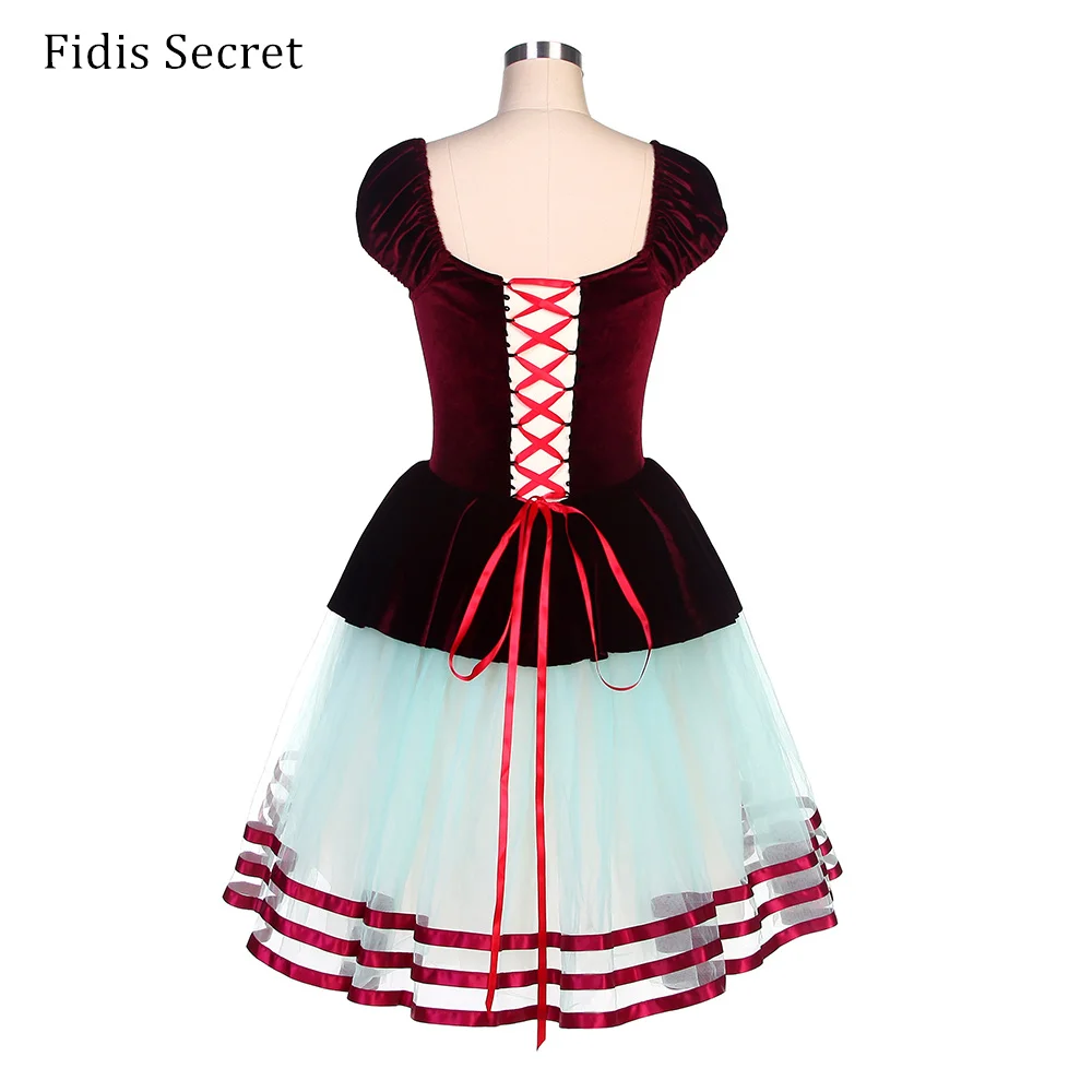 Corsage Tutu romantique en velours bordeaux, robe de Ballet professionnelle longue pour femmes, Costumes de scène de princesse féerique à fleurs de ballerine pour filles