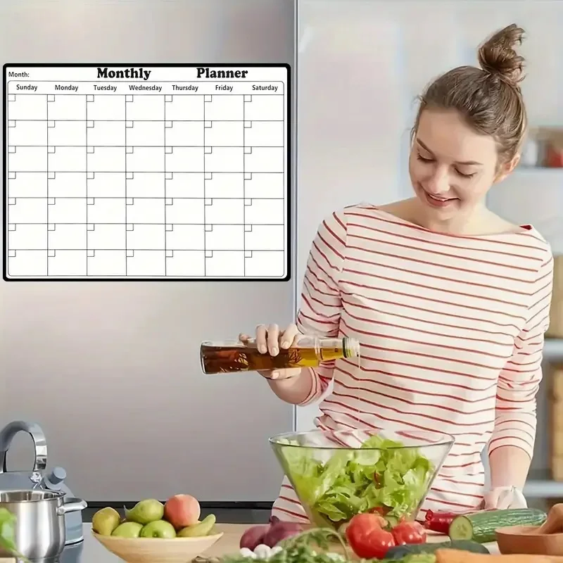 Fashionable Magnetic Dry Erase Calendar, Multi-functional Monthly Refrigerator Planner, Kitchen Decoration