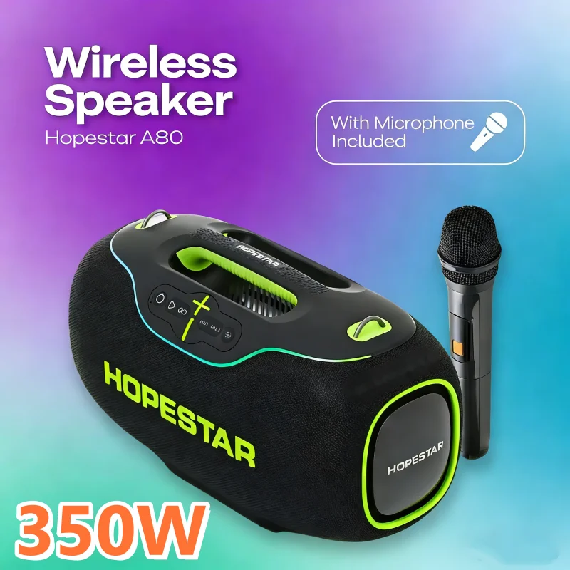

HOPSERA A80 350W Big Mac Bluetooth Speaker RGB with Microphone Heavy Bass Cannon Outdoor Portable High Quality Battle Drum