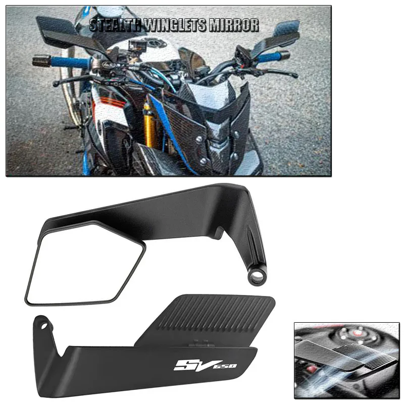 

For SUZUKI SV650 SV650X SV650S SV 650 650S 650X All Years Motorcycle Mirrors Stealth Winglets Mirror Rotate Adjustable Mirrors