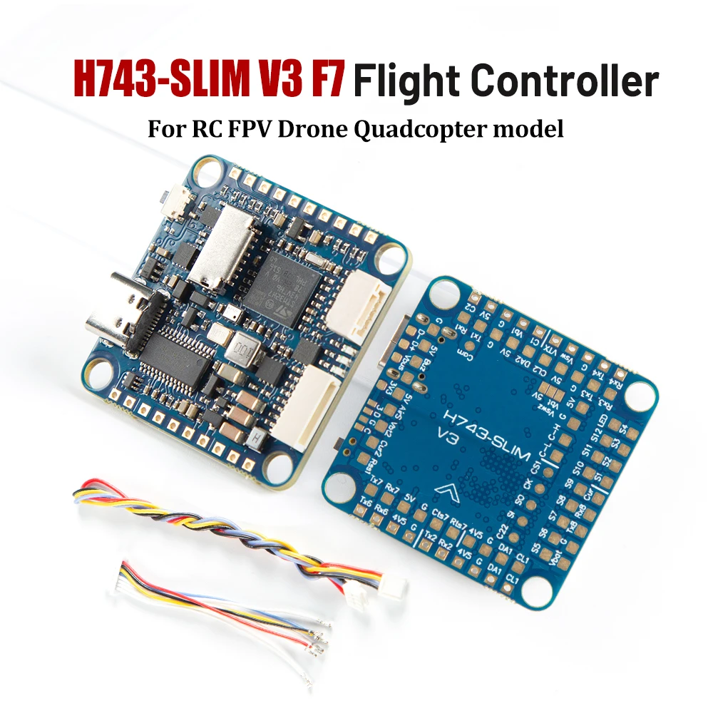 

H743 SLIM V3 30.5x30.5mm FC STM32H743VIT6 5V 2A BEC 2-8S F7 Flight Controller Baro Blackbox FC for FPV RC Racing Drone Model