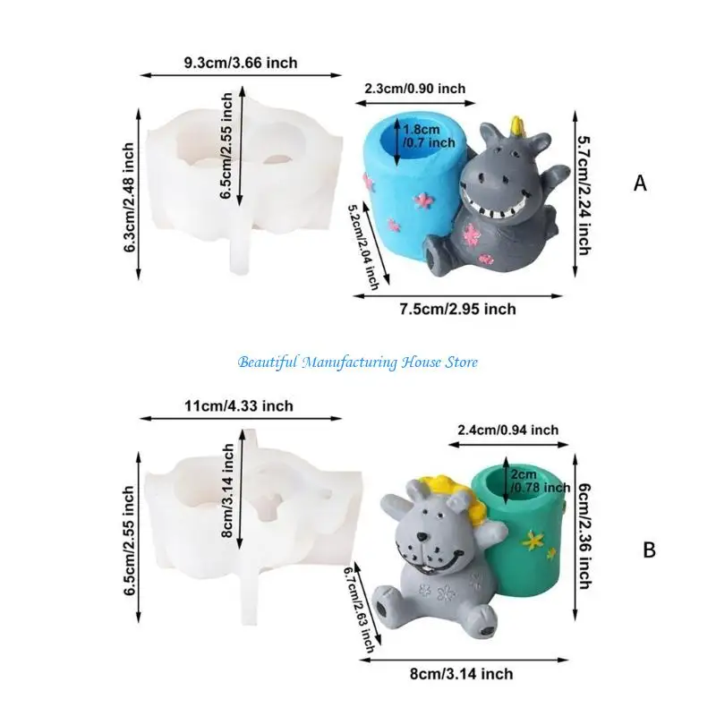 E56A قالب سيليكون قوي ومرن لحوامل الشموع والديكور الجص بزخارف طبيعية ملحقات منزلية للاستخدام اليومي