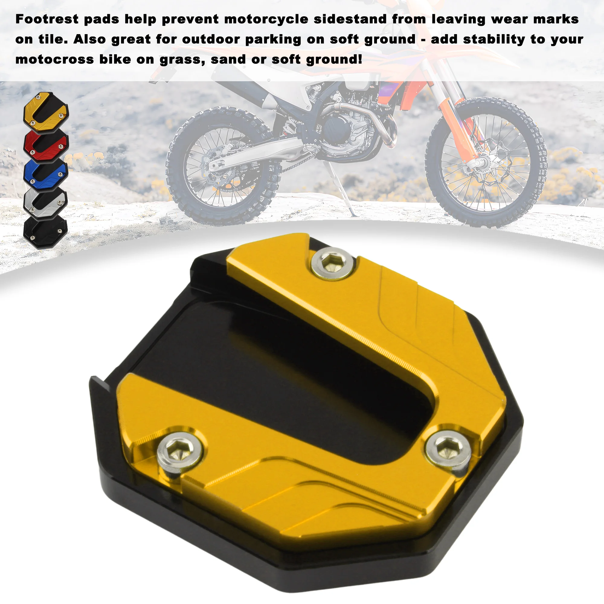 Motorcycle Kickstand Foot Pad Widener Anti-Slip Extension For Dirt Pit Bike ATV Scooter Universal Stabilizer Support Accessories
