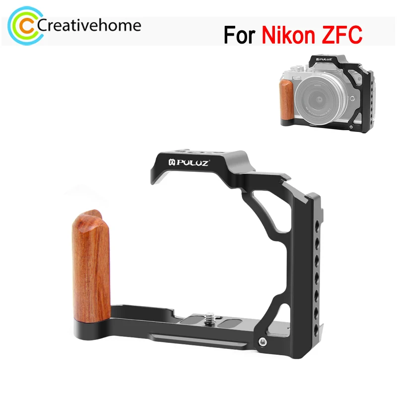 PULUZ Video Camera Cage For Nikon ZFC Camera Stabilizer Rig Cage Wood Handle Aluminum Alloy Camera Rabbit Frame Cage