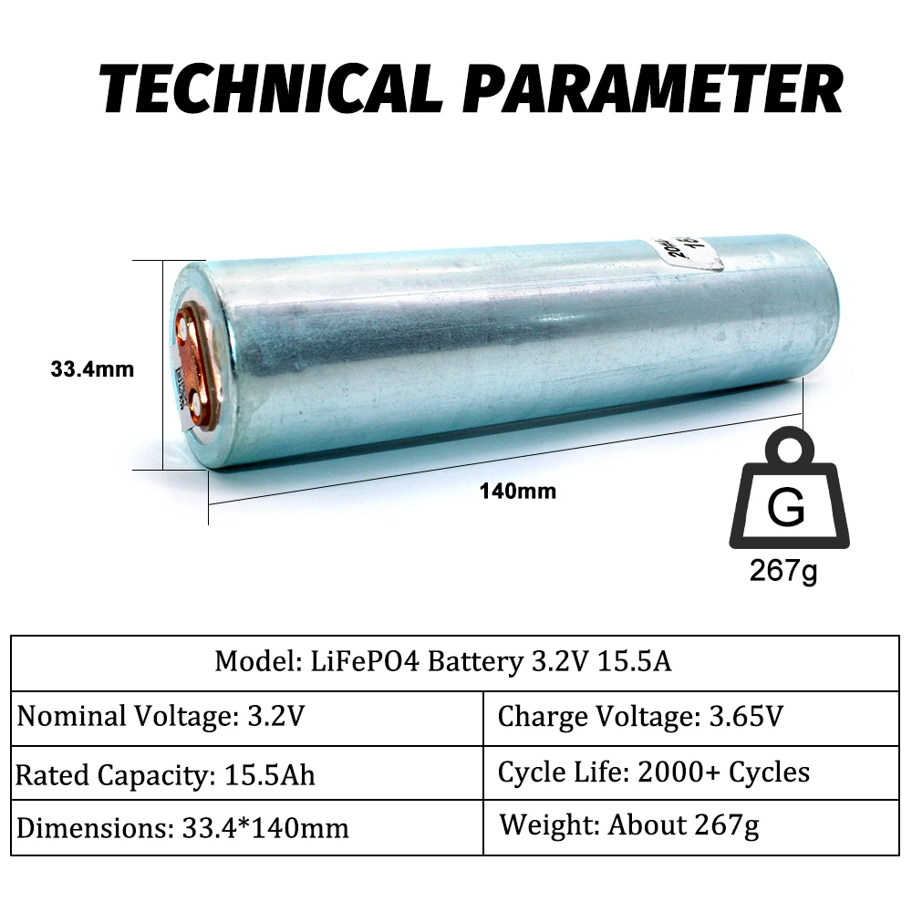 SelianEnergy 3.2V 33140 Lifepo4 akumulator cylindryczny klasy 15Ah komórki DIY 4S 12V 24V pojazd elektryczny baterie kempingowe